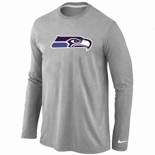 Nike Seattle Seahawks Logo Grey Long Sleeve NFL T-Shirt Cheap