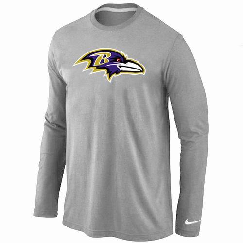 Nike Baltimore Ravens Logo Grey Long Sleeve NFL T-Shirt Cheap