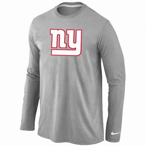 Nike New York Giants Logo Grey Long Sleeve NFL T-Shirt Cheap