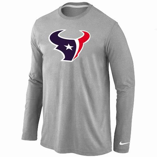 Nike Houston Texans Logo Grey Long Sleeve NFL T-Shirt Cheap