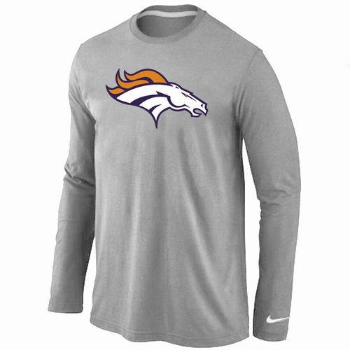 Nike Denver Broncos Logo Grey Long Sleeve NFL T-Shirt Cheap