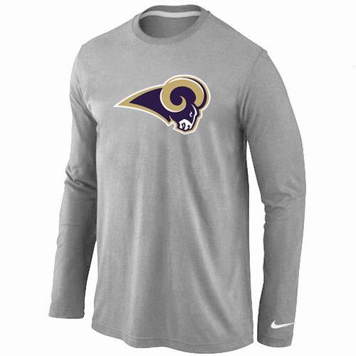 Nike St Louis Rams Logo Grey Long Sleeve NFL T-Shirt Cheap