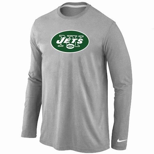 Nike New York Jets Logo Grey Long Sleeve NFL T-Shirt Cheap