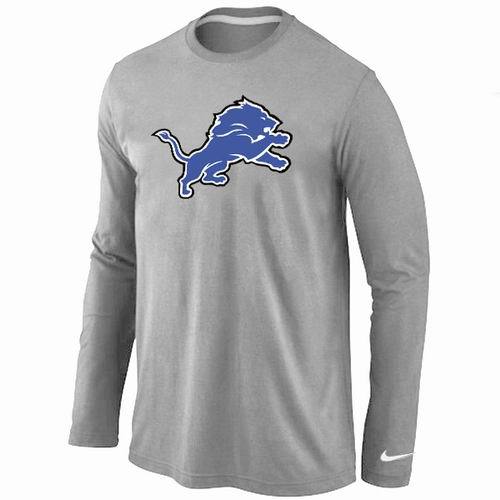 Nike Detroit Lions Logo Grey Long Sleeve NFL T-Shirt Cheap