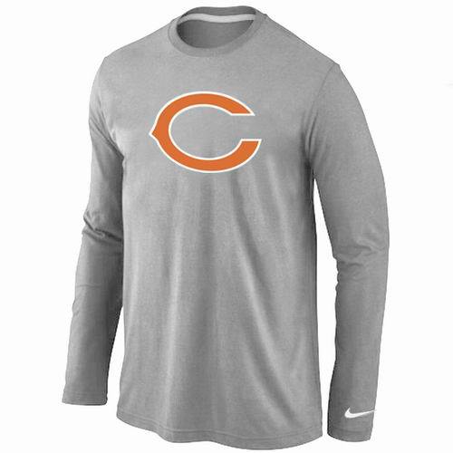Nike Chicago Bears Logo Grey Long Sleeve NFL T-Shirt Cheap