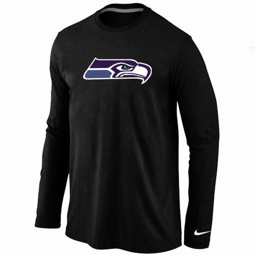 Nike Seattle Seahawks Logo Black Long Sleeve NFL T Shirt Cheap