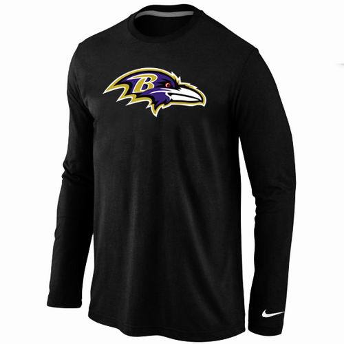 Nike Baltimore Ravens Logo Black Long Sleeve NFL T Shirt Cheap