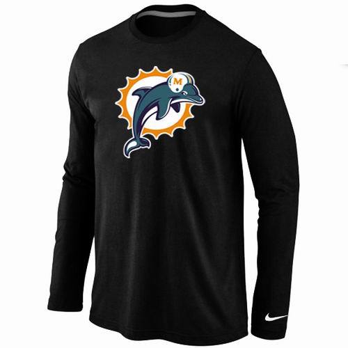 Nike Miami Dolphins Logo Black Long Sleeve NFL T Shirt Cheap