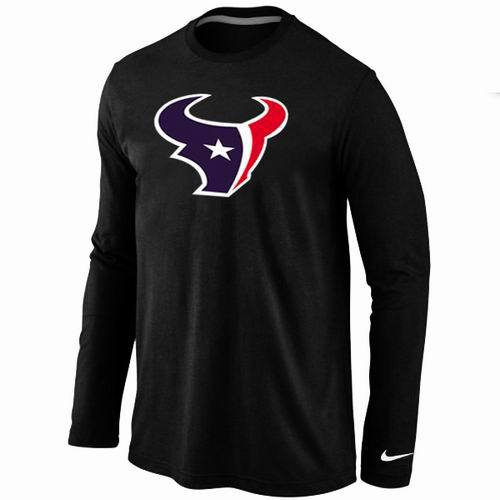 Nike Houston Texans Logo Black Long Sleeve NFL T Shirt Cheap