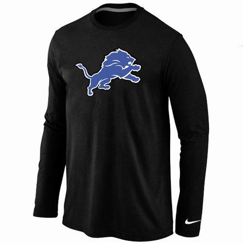 Nike Detroit Lions Logo Black Long Sleeve NFL T Shirt Cheap