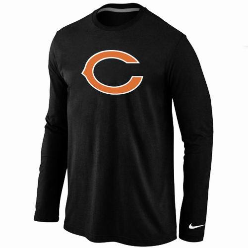 Nike Chicago Bears Logo Black Long Sleeve NFL T Shirt Cheap