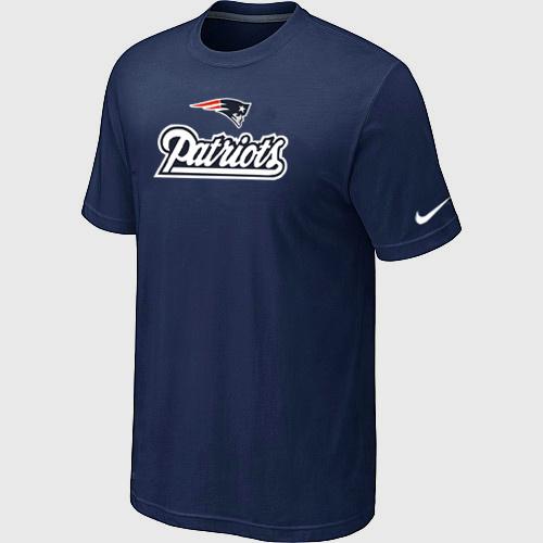 Nike New England Patriots Authentic Logo D.Blue NFL T-Shirt Cheap