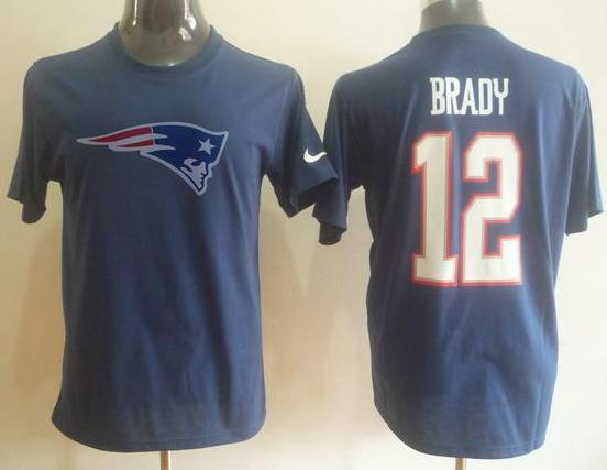 New England Patriots 12 Tom Brady Name & Number T-Shirt Cheap