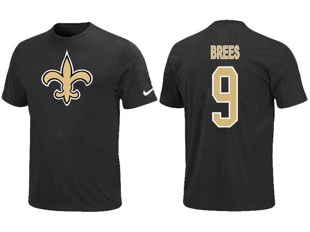 Nike New Orleans Saints 9 Drew Brees Name & Number Black NFL T-Shirt Cheap