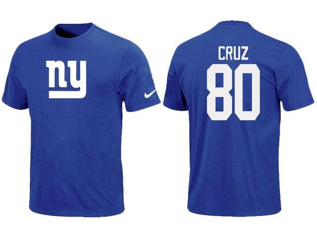 Nike New York Giants 80 Victor Cruz Name & Number Blue NFL T-Shirt Cheap