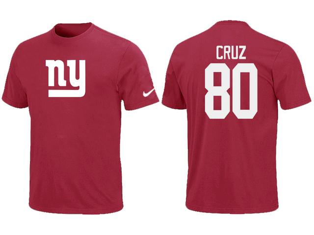 Nike New York Giants 80 Victor Cruz Name & Number Red NFL T-Shirt Cheap