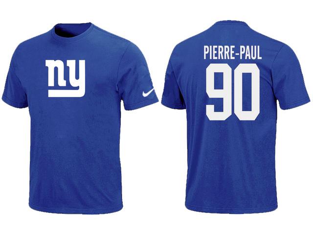 Nike New York Giants #90 Jason Pierre-Paul Blue Name & Number T-Shirt Cheap