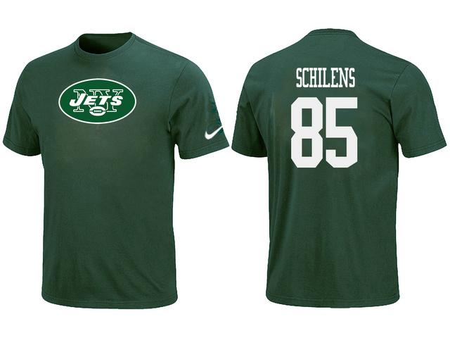 Nike New York Jets 85 Chaz Schilens Name & Number Green NFL T-Shirt Cheap