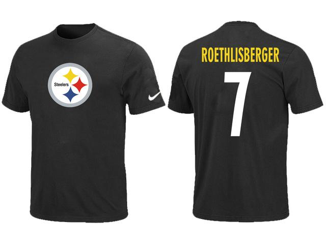 Nike Pittsburgh Steelers 7 Ben Roethlisberger Name & Number Black NFL T-Shirt Cheap