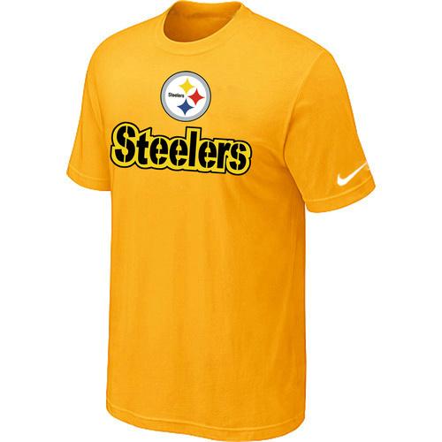 Nike Pittsburgh Steelers Authentic Logo Yellow NFL T-Shirt Cheap