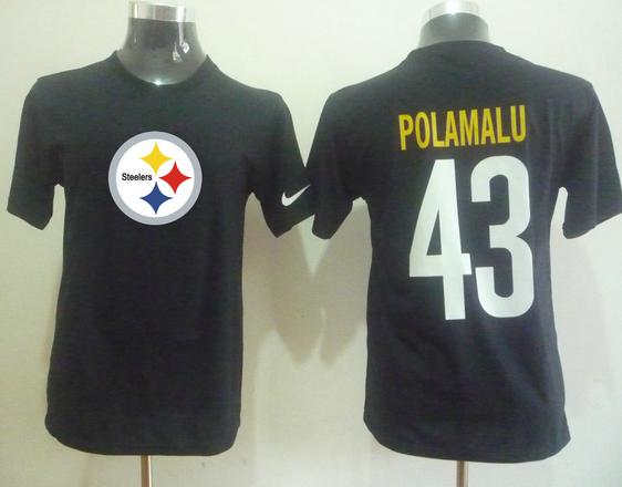 Pittsburgh Steelers 43 Troy Polamalu Name & Number T-Shirt Cheap