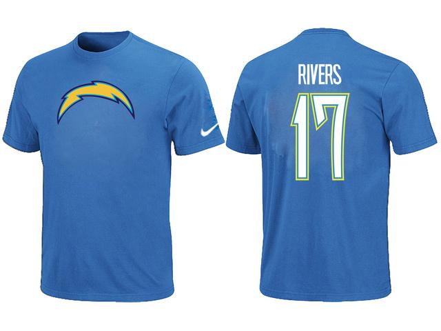 Nike San Diego Chargers 17 Phillip Rivers Name & Number L.Blue NFL T-Shirt Cheap