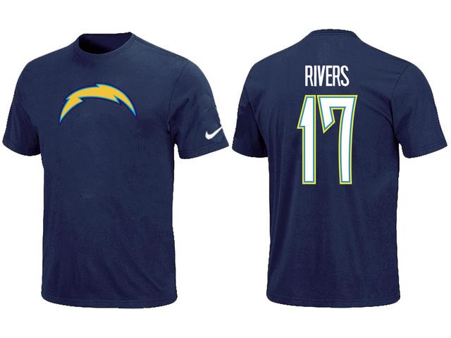 Nike San Diego Chargers 17 Phillip Rivers Name & Number D.Blue NFL T-Shirt Cheap
