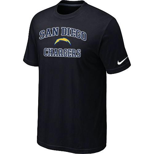 San Diego Chargers Heart & Soul Black T-Shirt Cheap