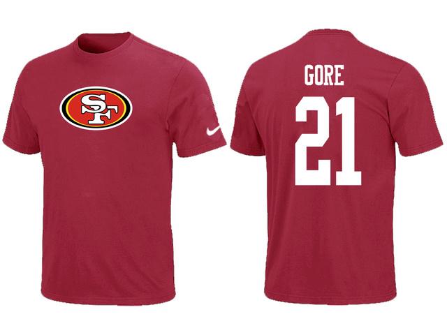 Nike San Francisco 49ers 21 Frank Gore Name & Number Red NFL T-Shirt Cheap