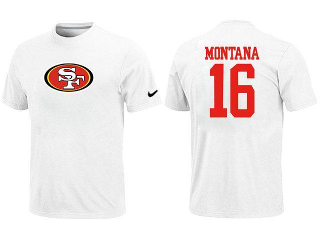 Nike San Francisco 49ers 16 Montana Name & Number White NFL T-Shirt Cheap