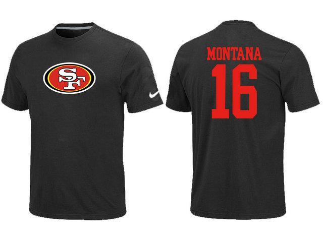 Nike San Francisco 49ers 16 Montana Name & Number Black NFL T-Shirt Cheap