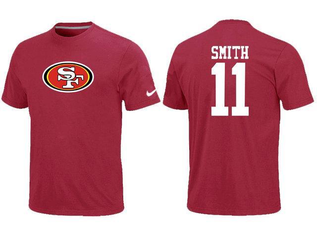 Nike San Francisco 49ers 11 SMITH Name & Number Red NFL T-Shirt Cheap
