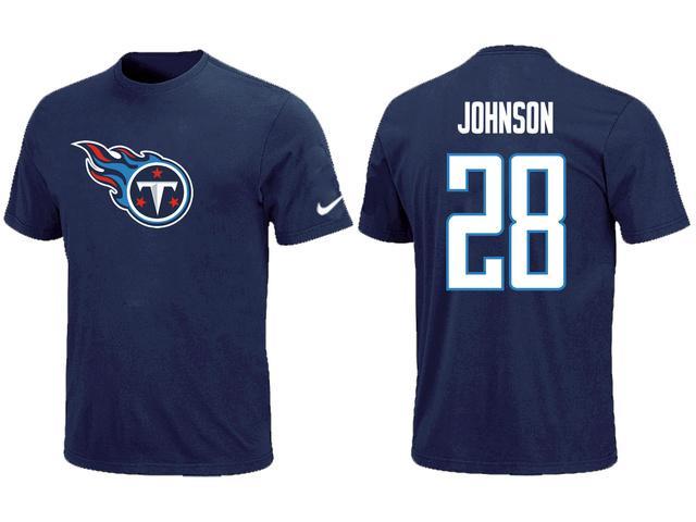 Nike Tennessee Titans 28 Chris Johnson Name & Number D.BLue NFL T-Shirt Cheap