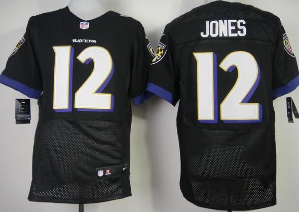 Nike Baltimore Ravens 12 Jacoby Jones Black Elite NFL Jerseys Cheap