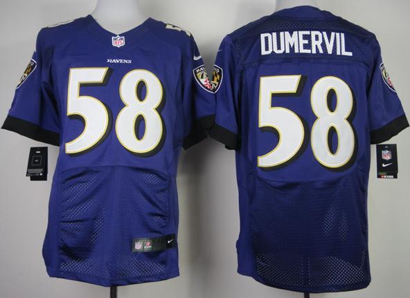 Nike Baltimore Ravens 58 Elvis Dumervil Black Purple Elite NFL Jerseys 2013 New Style Cheap