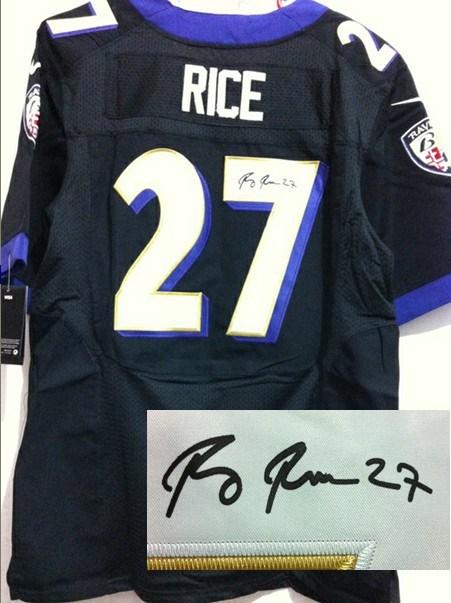 Nike Baltimore Ravens 27 Ray Rice Black Signed Elite NFL Jerseys Cheap
