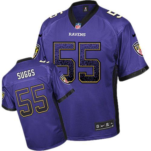 Nike Baltimore Ravens 55 Terrell Suggs Purple Drift Fashion Elite NFL Jerseys Cheap