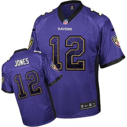 Nike Baltimore Ravens 12 Jacoby Jones Purple Drift Fashion Elite NFL Jerseys Cheap