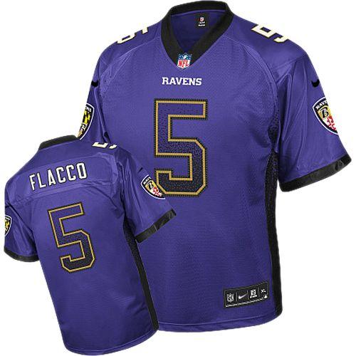 Nike Baltimore Ravens 5 Joe Flacco Purple Drift Fashion Elite NFL Jerseys Cheap