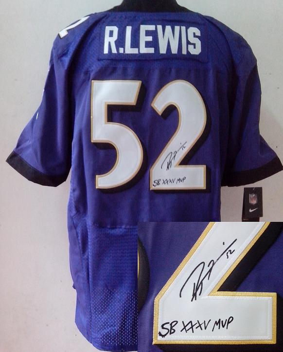 Nike Baltimore Ravens 52 Ray Lewis Purple Signed Elite NFL Jerseys Cheap