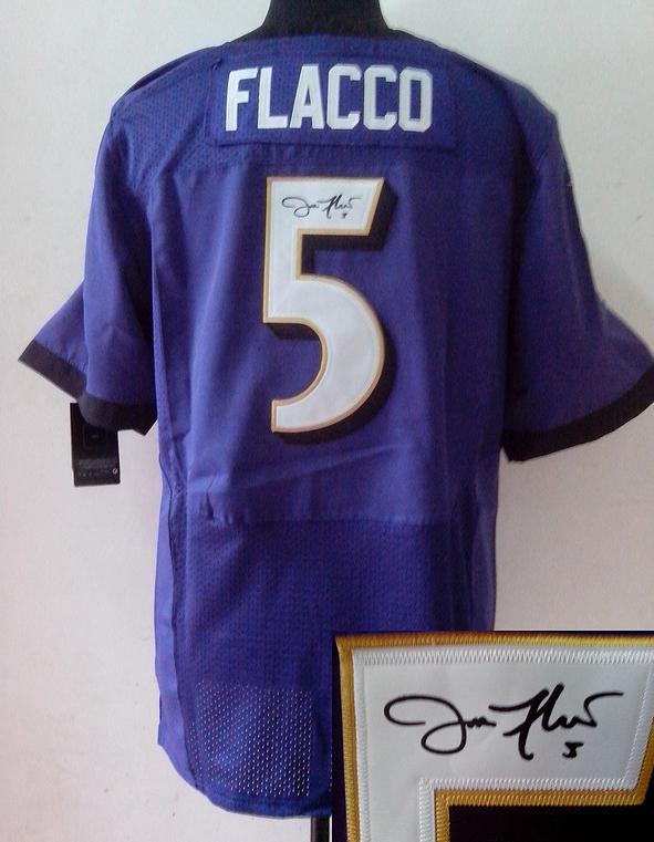 Nike Baltimore Ravens 5 Joe Flacco Purple Signed Elite NFL Jerseys Cheap
