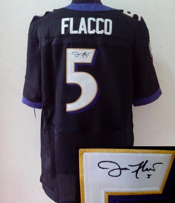 Nike Baltimore Ravens 5 Joe Flacco Black Signed Elite NFL Jerseys Cheap