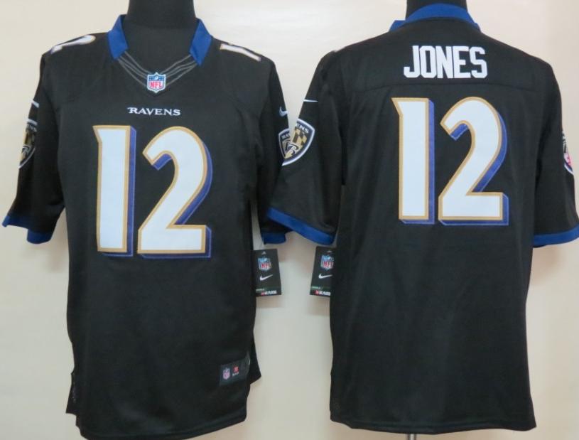Nike Baltimore Ravens 12 Jacoby Jones Black LIMITED NFL Jerseys Cheap