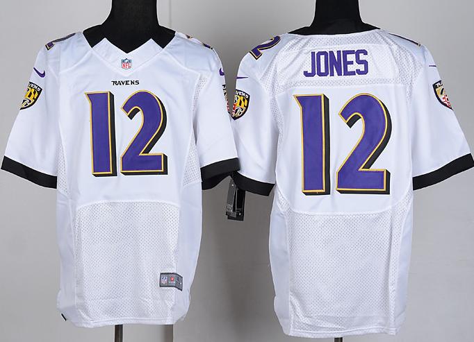 Nike Baltimore Ravens 12 Jacoby Jones White Elite NFL Jerseys Cheap