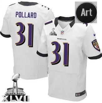 Nike Baltimore Ravens 31 Bernard Pollard White Elite 2013 Super Bowl NFL Jersey Art Patch Cheap