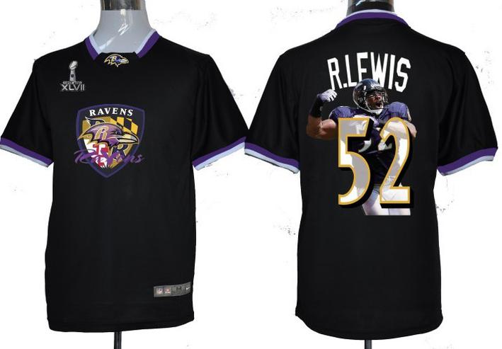 Nike Baltimore Ravens #52 Ray Lewis Black All-Star Fashion 2013 Super Bowl NFL Jersey-2 Cheap