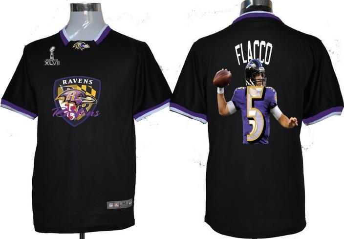 Nike Baltimore Ravens #5 Joe Flacco Black All-Star Fashion 2013 Super Bowl NFL Jersey-2 Cheap