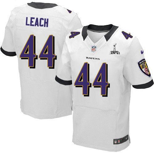 Nike Baltimore Ravens 44 Vonta Leach White Elite 2013 Super Bowl NFL Jersey Cheap