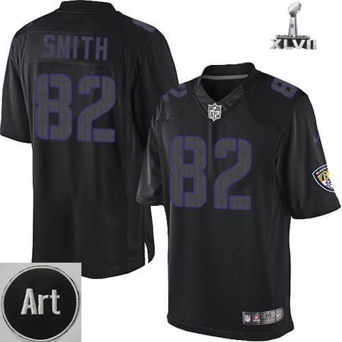Nike Baltimore Ravens 82 Torrey Smith Limited Black Impact 2013 Super Bowl NFL Jersey Art Patch Cheap