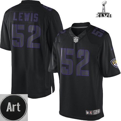 Nike Baltimore Ravens 52 Ray Lewis Limited Black Impact 2013 Super Bowl NFL Jersey Art Patch Cheap